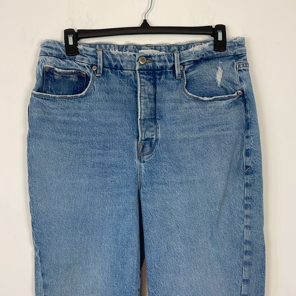 Good American Good Boy Twisted  Slit Ankle Jeans. High Rise. Button fly. Size 15 - Picture 3 of 16